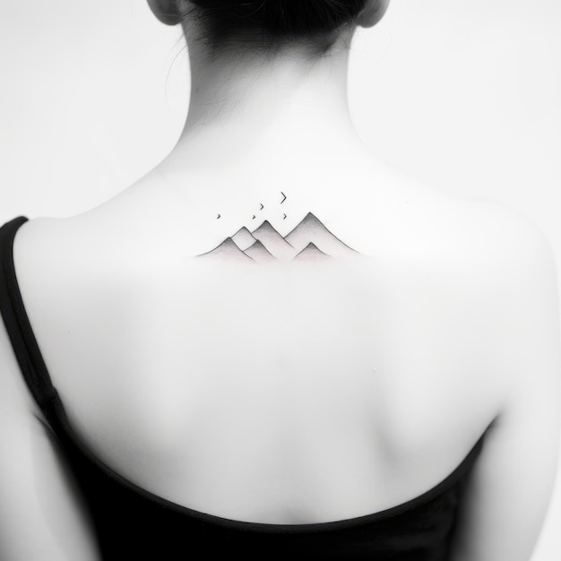 minimalistic mountain range back tattoo handcrafted beauty 899449 40423