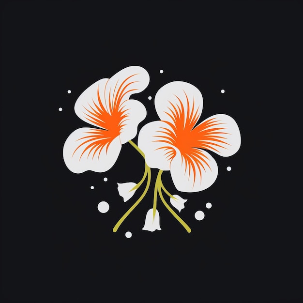 Foto logo minimalista di fiori arancione e bianco su sfondo nero
