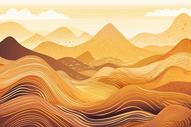 Minimalistic orangered mountainous abstract with gold accents for stylish decor postcards or celebratory posters Generative AI