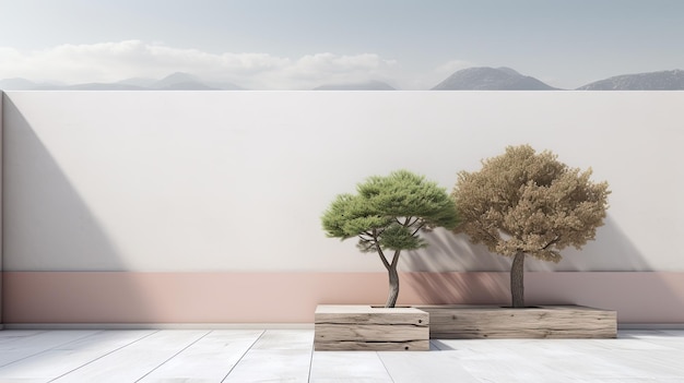 Minimalistic outdoor background with natural elements clean lines and a subtle color palette