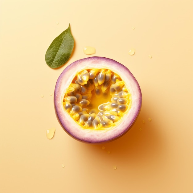 Minimalistic Passion Fruit Design On Light Yellow Background