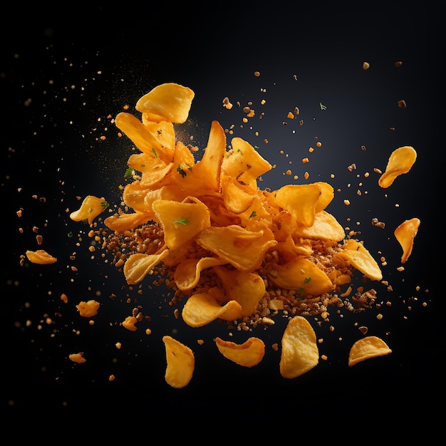 A minimalistic photo Food Advertising Photographs of a chips meal taken apartm