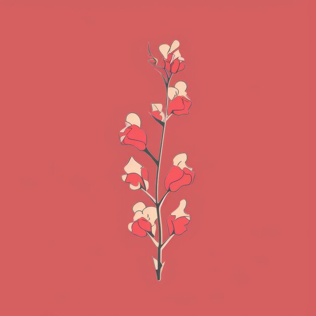 Photo minimalistic pink flower with white dots on red background