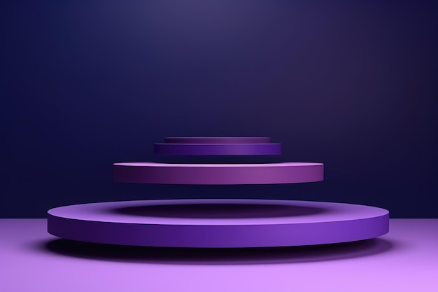 表彰台を備えた製品プレゼンテーション用のミニマルな紫色の背景