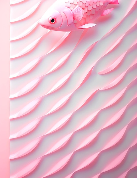 Minimalistic realistic fish pattern 3d