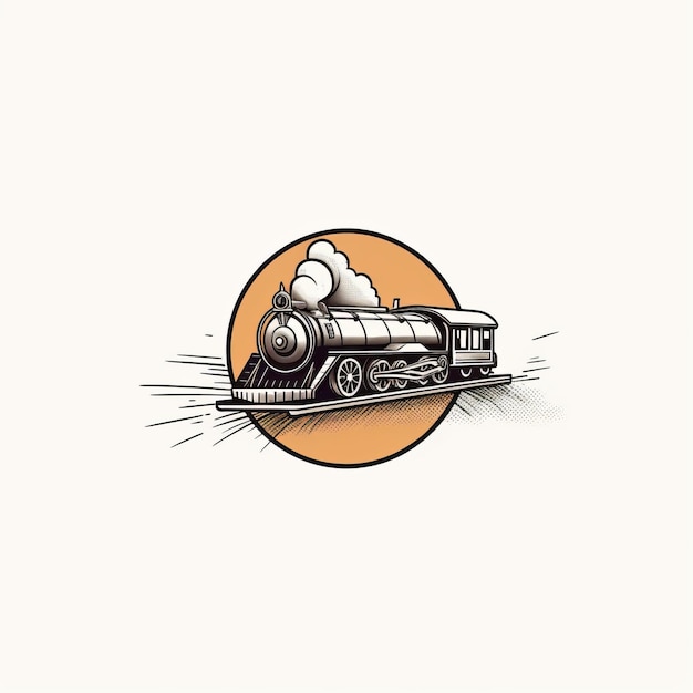 写真 蒸気を使ったミニマルなレトロな電車のロゴ