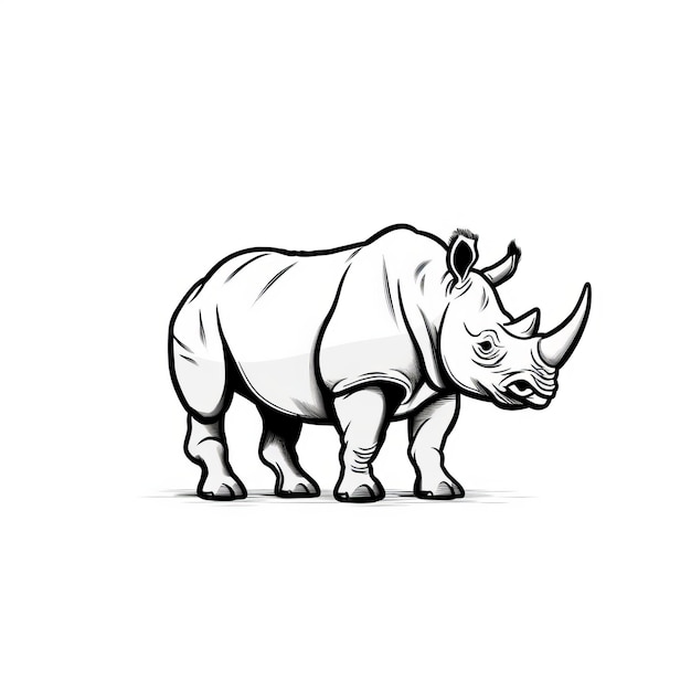 Minimalistic Rhinoceros Cartoon Doodle