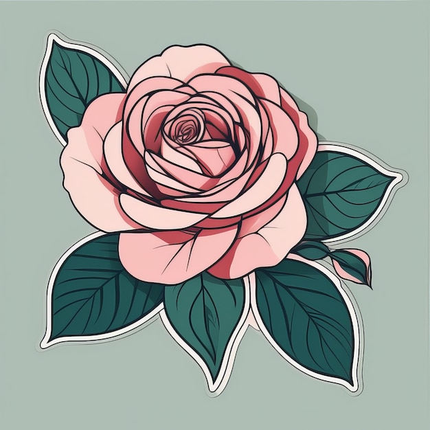 Minimalistic Rose Drawing Bohemian Floral Line Art Background