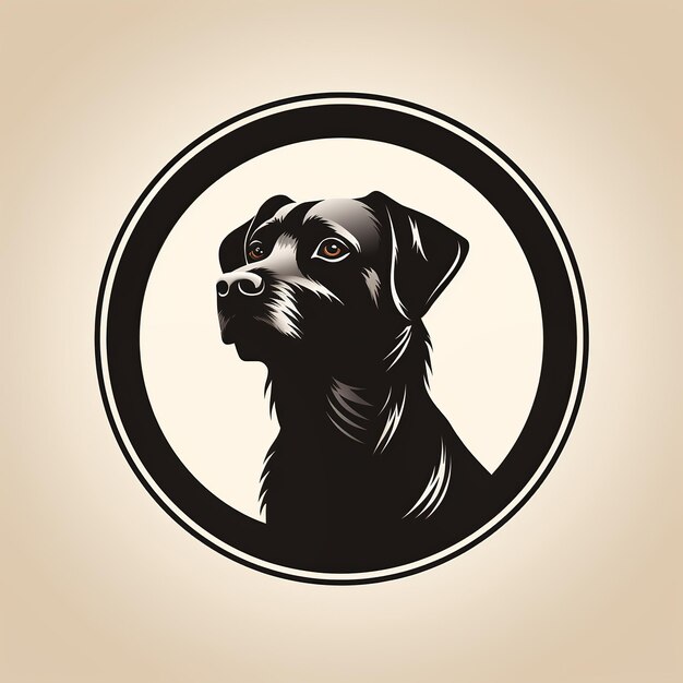 minimalistic round logo symbol with a dog face on a white background