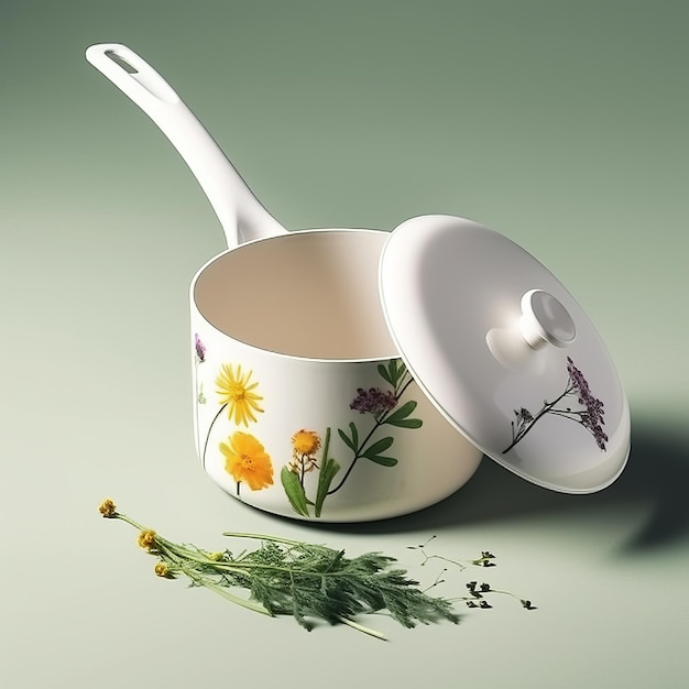 Minimalistic Saucepan Design With Spring Theme