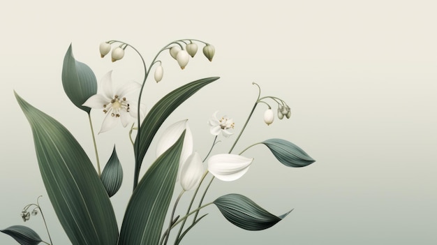 Photo minimalistic scandinavian style botanical poster with lily of the valley