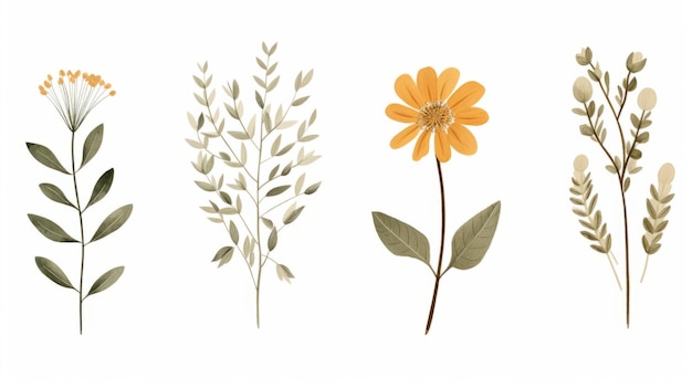 Minimalistic Scandinavian Style Botanical Poster With Various Flowers