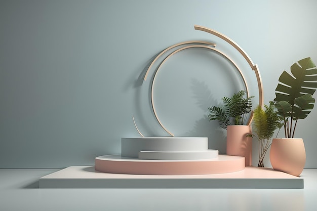 Minimalistic scene with 3d podium