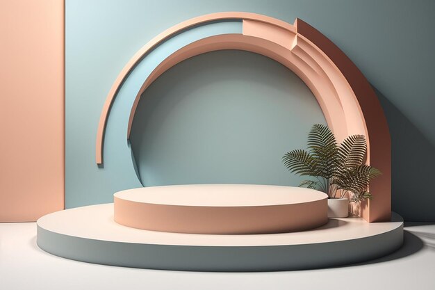 Minimalistic scene with 3d podium