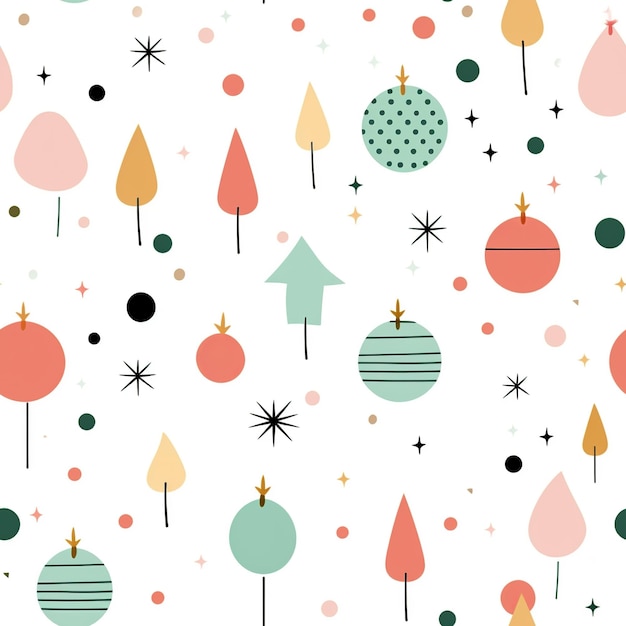 minimalistic seamless pattern inspired by christmas decorations