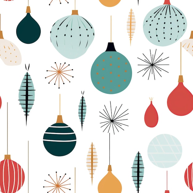 minimalistic seamless pattern inspired by Christmas decorations