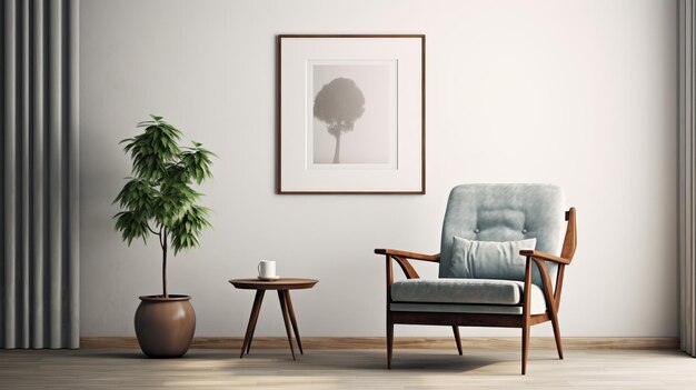 Minimalistic Serenity A Chair With Precisionist Art Poster