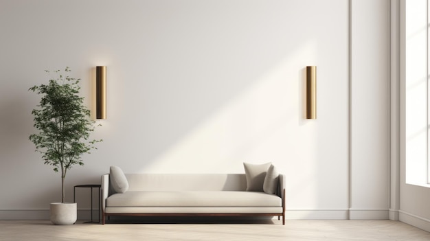 Photo minimalistic serenity a modern indoor setting with sleek metallic decor