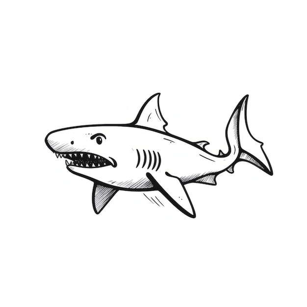 Minimalistic Shark Cartoon Doodle