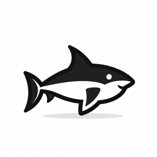 Минималистская икона акулы 2d Линейный векторный дизайн