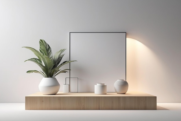 Photo minimalistic showcase with empty space design for product presentation in trendy