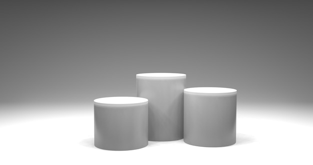 Minimalistic showcase with empty space. Empty podium for display product. 3D rendering.