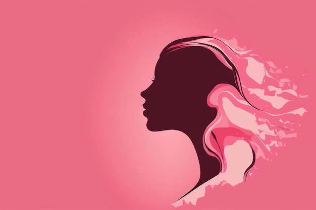 Minimalistic silhouette of woman face Illustration for International Women's Day AI generative