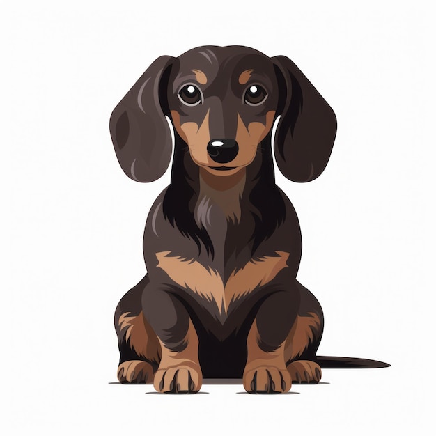 Minimalistic Sitting Dachshund Icon Vector Flat Design