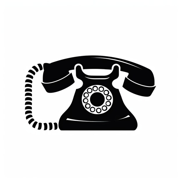 Photo minimalistic stenciled icon of old phone in bold black vector graphic