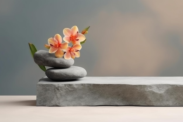 Minimalistic Stone Stack Platform Unveiling the Beauty of Product Presentation