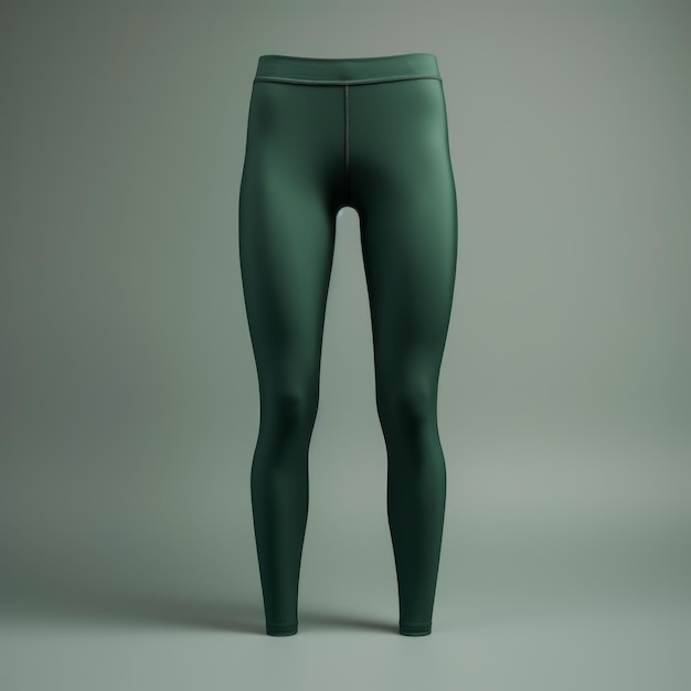 Foto rendering 3d in stile minimalista di leggings verdi su sfondo grigio