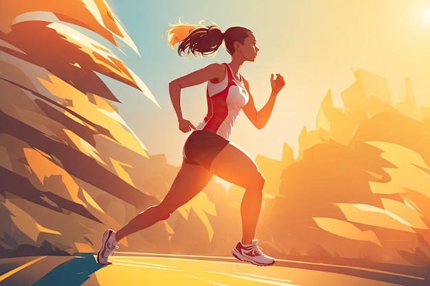 최소한의 스타일의 여성 달리기 AI 생성