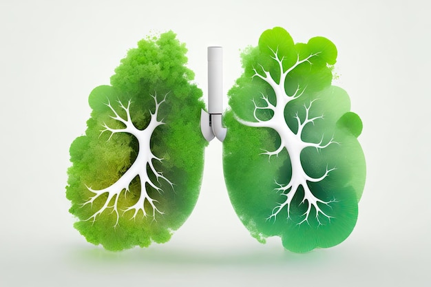 Человеческие легкие в минималистичном стиле в зелени ai генеративный