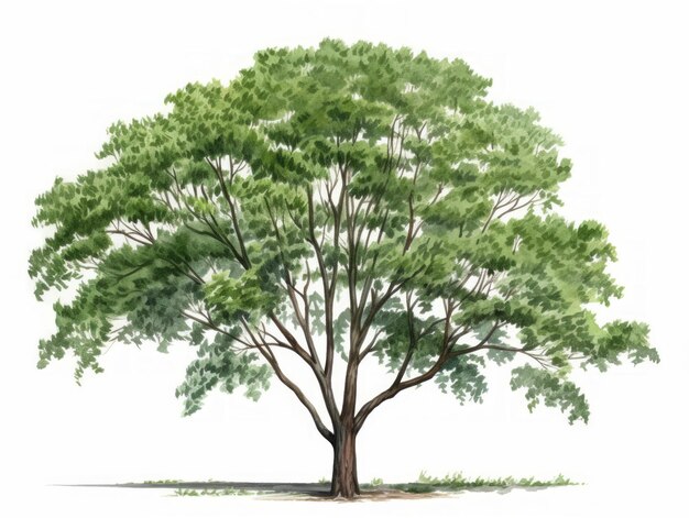 Minimalistic superb watercolor illustration of black locust tree ai generated