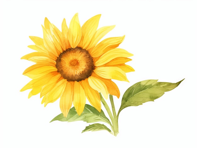 Minimalistic Superb Watercolor Illustration of a Sunflower AI Generated