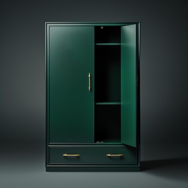 Foto minimalismo surrealismo gabinetto verde con monogramma j