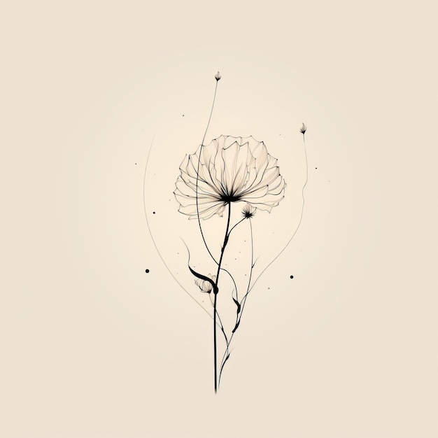 Photo minimalistic surrealism kassandra rose flower illustration