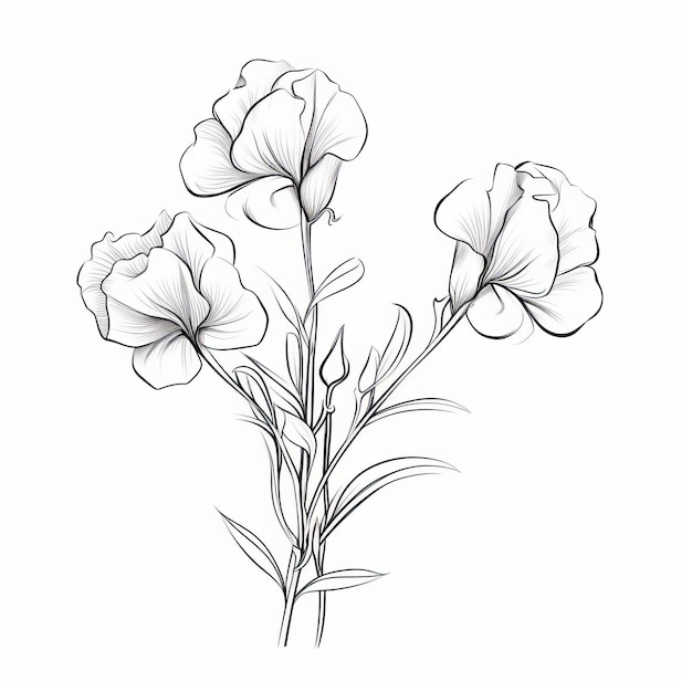 Minimalistic Sweet Pea Sketch Trendy Tattoo Design