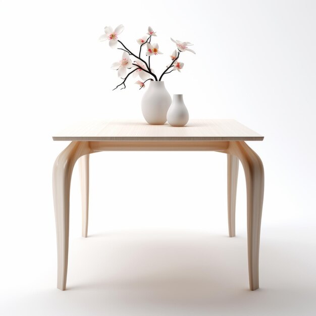 Minimalistic Table With Hyperdetailed Cherry Blossom Vase