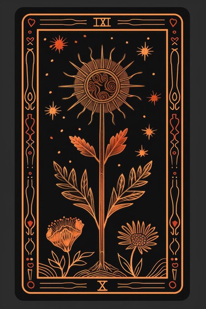 Photo minimalistic tarot design with flower ornaments