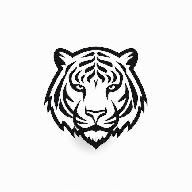 Minimalistic Tiger Head Graphic Design On White Background