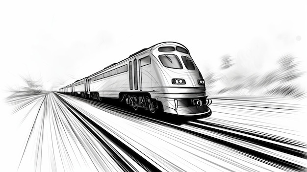 Минималистический эскиз поезда в стиле высокого контраста