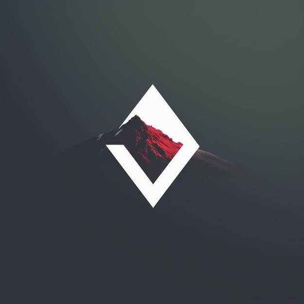 Minimalistic V Logo Diamond Mountain Landscape Wallpaper