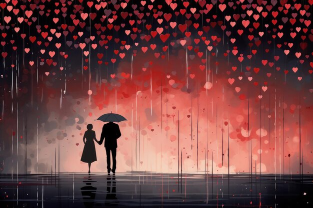 Minimalistic valentines day background with couple generative ai image