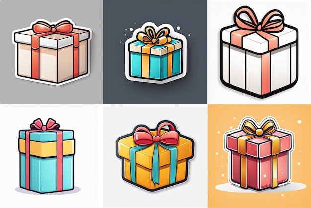 Minimalistic Vector Art Chibi Gift Box Design