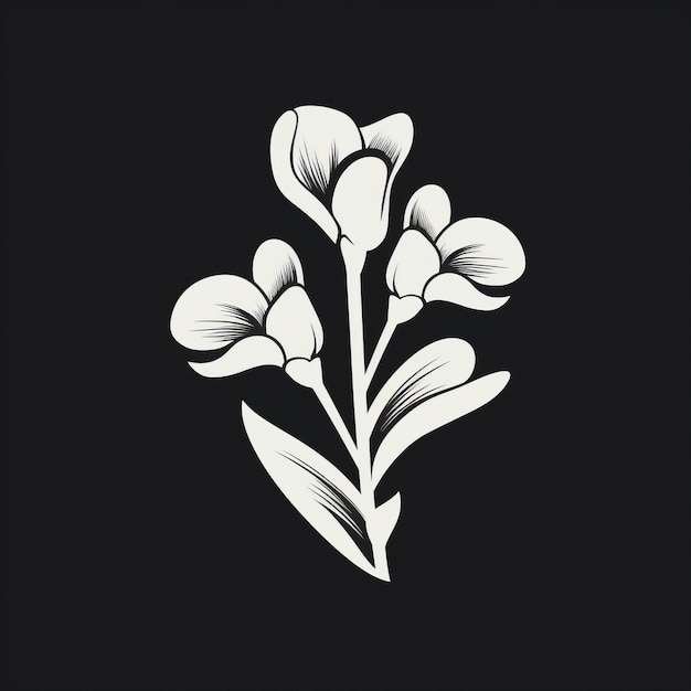 Minimalistic Vector Logo Of Freesia And On Black Background