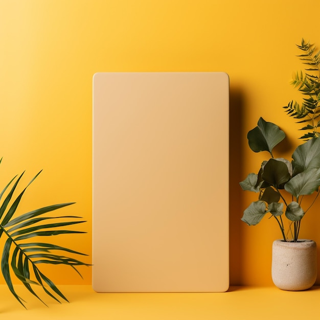 Minimalistic warm yellow background and surface for a product