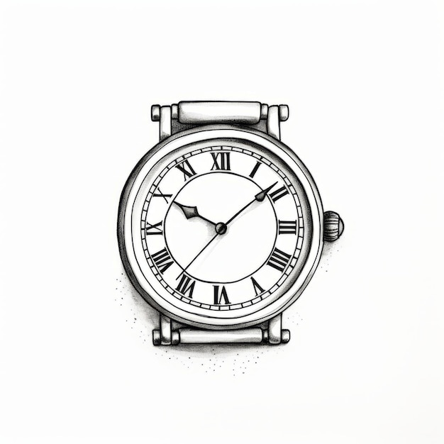 Photo minimalistic watch drawing with nostalgic romanticism