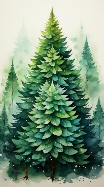 Photo minimalistic watercolor christmas poster ai generated illustration