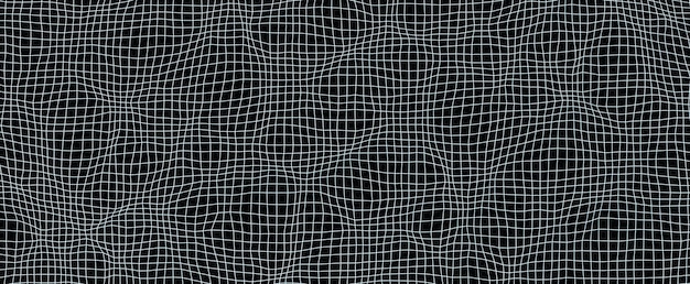 写真 ミニマルな波状メッシュの背景。暗い海の波のシンプルな白い網目模様の3dレンダリング